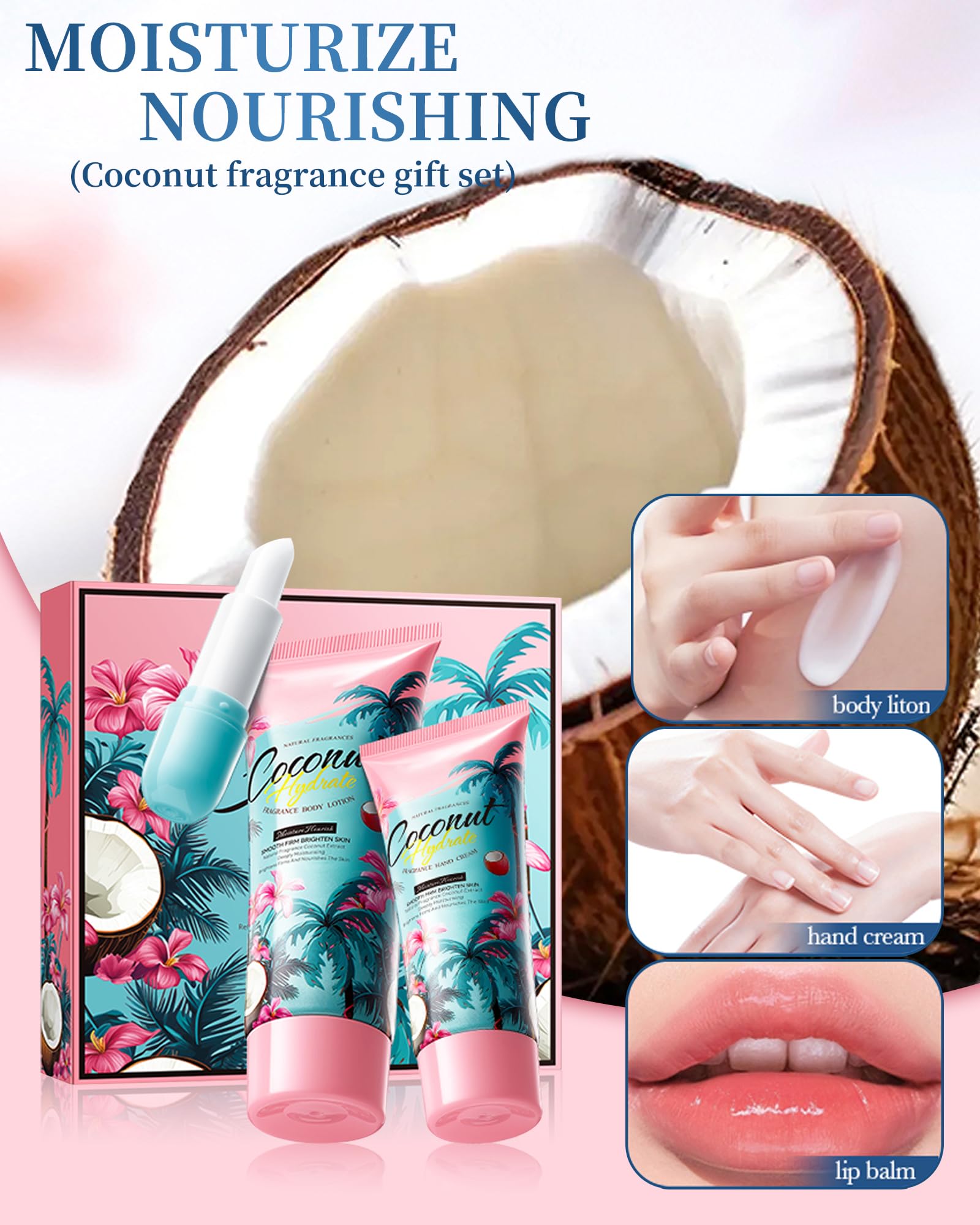 Hand Cream Body Lotion Lip Balm Set,Skincare Product Travel Size